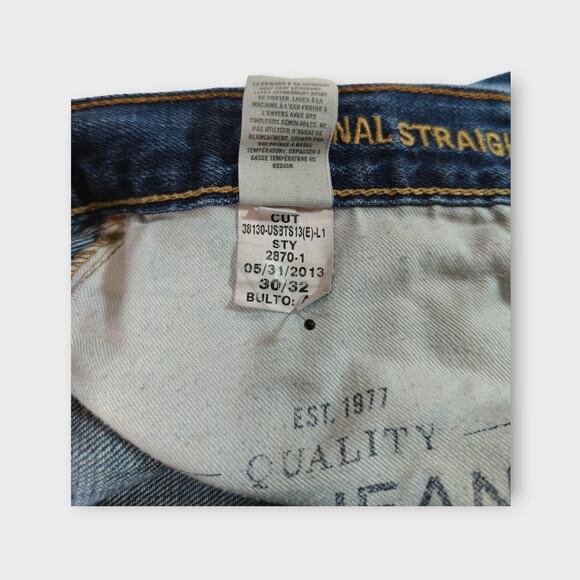 Mens American Eagle Original Straight Distressed Blue Jeans Size 30 - Picture 6 of 9